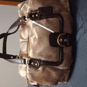 Coach Campbell Khaki Mahogany Signature Shoulder Handbag